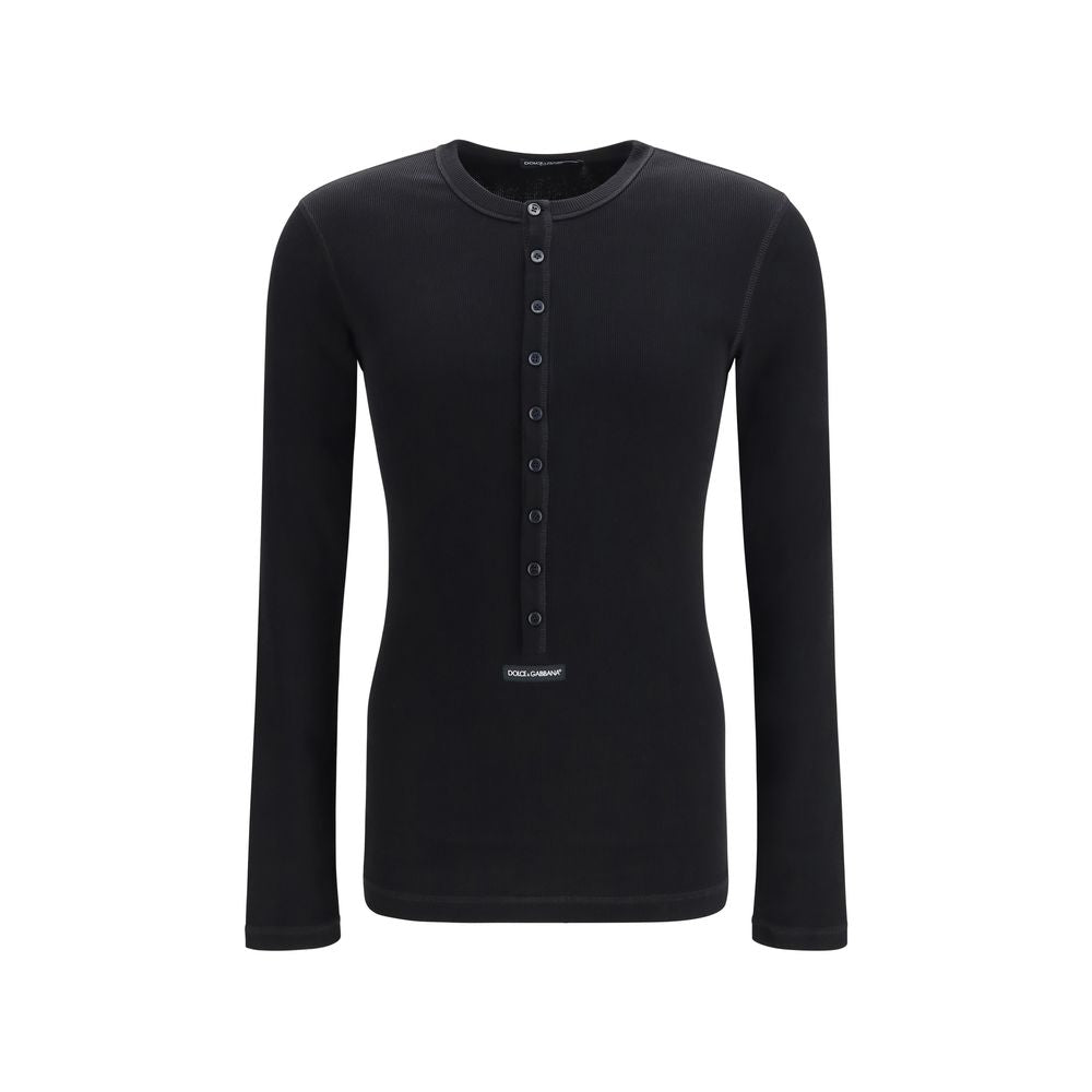 Dolce & Gabbana Black Cotton Long Sleeve T-Shirt
