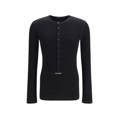 Dolce & Gabbana Black Cotton Long Sleeve T-Shirt
