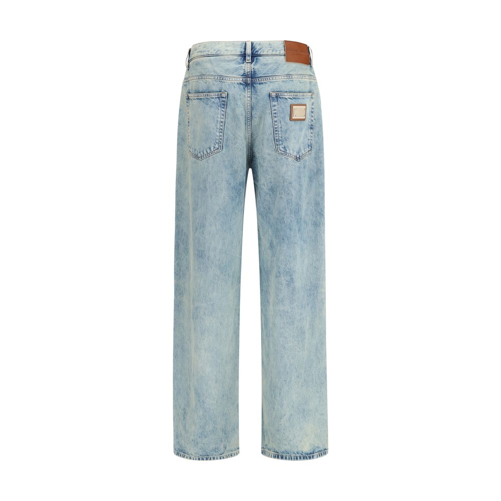 Dolce & Gabbana Blue Cotton Relaxed Fit Jeans