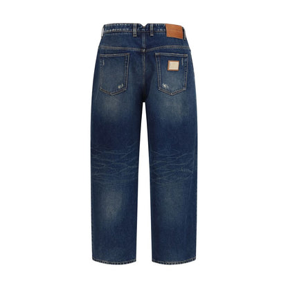 Dolce & Gabbana Blue Cotton Relaxed Fit Jeans