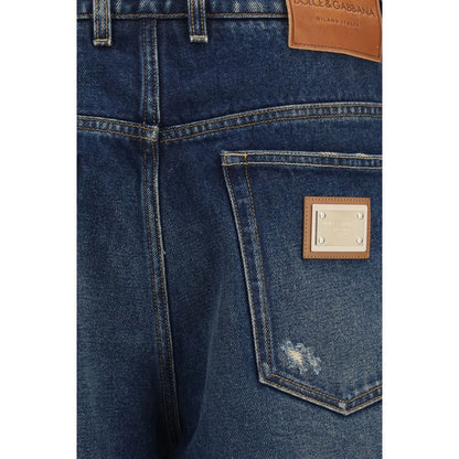 Dolce & Gabbana Blue Cotton Relaxed Fit Jeans