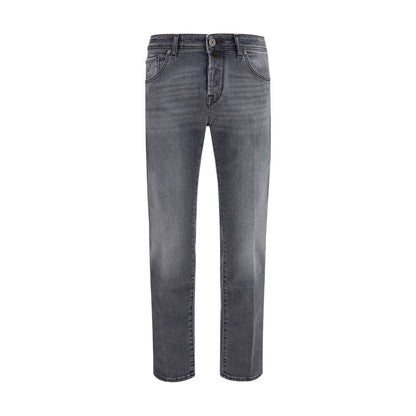 Jacob Cohen Gray Cotton Straight-Leg Jeans