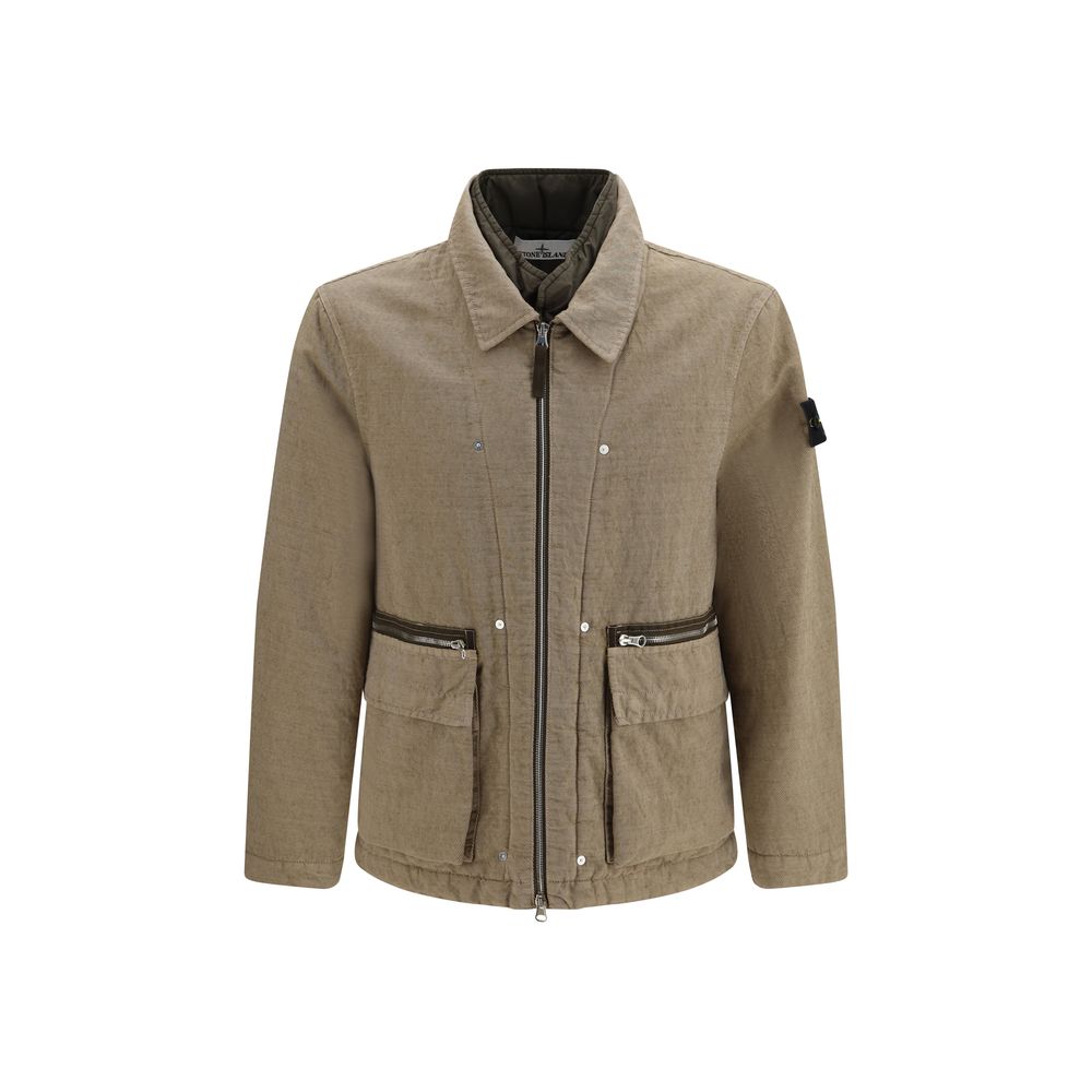Stone Island Brown Cotton Full-Length Jacket