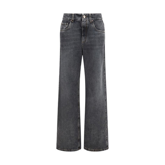Brunello Cucinelli Gray Cotton Straight-Leg Jeans