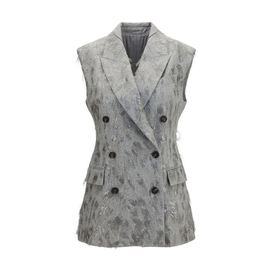 Brunello Cucinelli Gray Wool Oves Aries Sleeveless Jacket