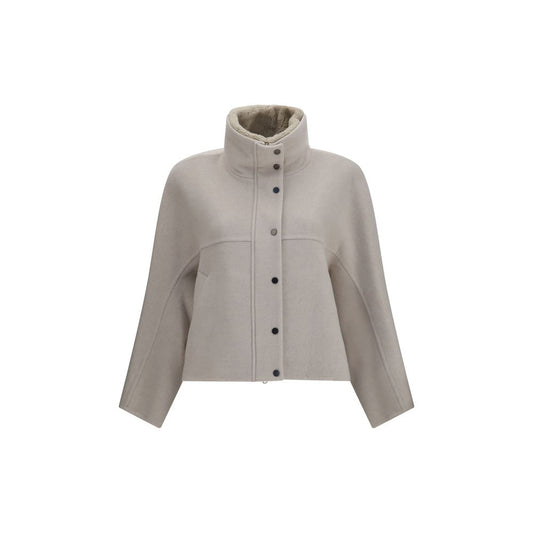Brunello Cucinelli White Wool Oves Aries Coat