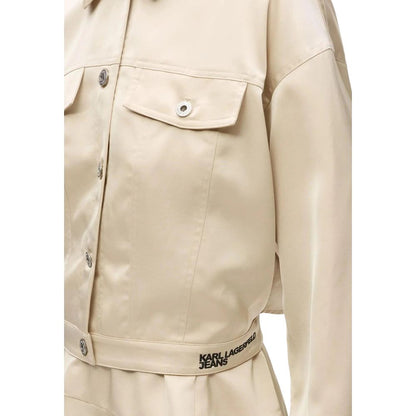 Karl Lagerfeld Beige Polyester Full-Length Jacket