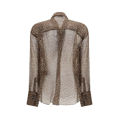 Brunello Cucinelli Brown Silk Pattern Shirt