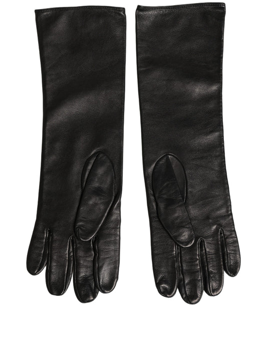 Dolce & Gabbana Black Genuine Leather Embossed DG Logo Gloves