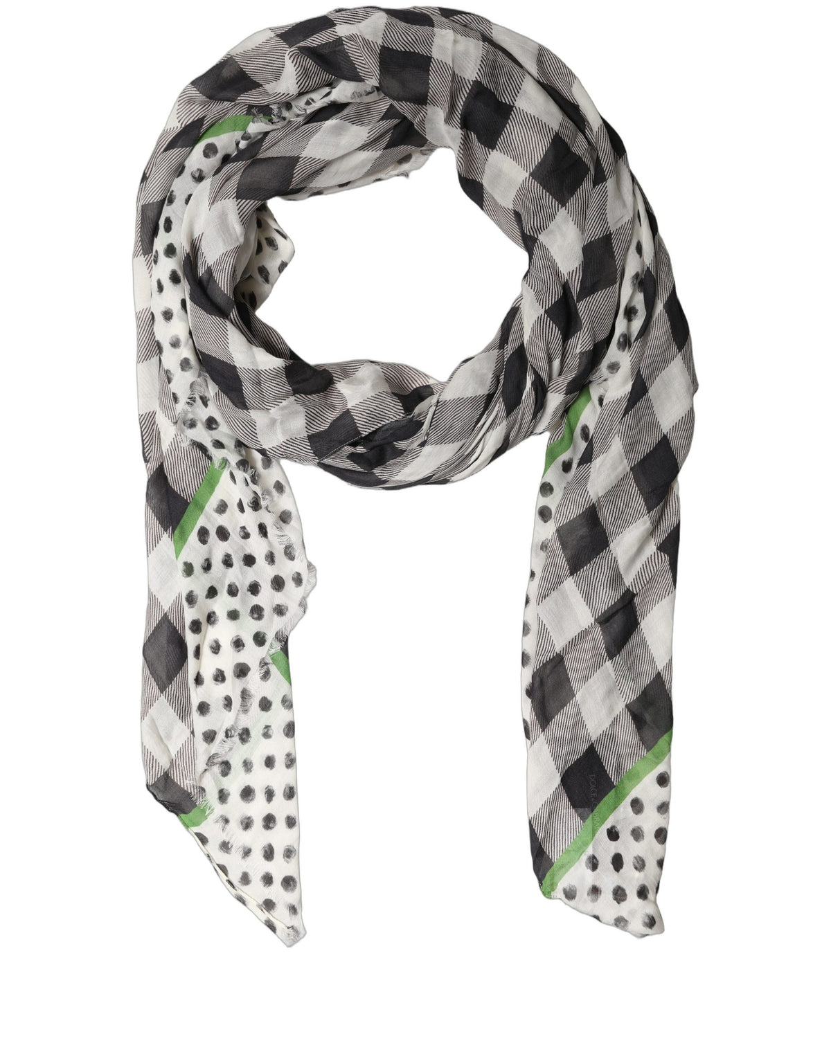 Dolce & Gabbana Black White Napoli Modal Check Shawl Scarf