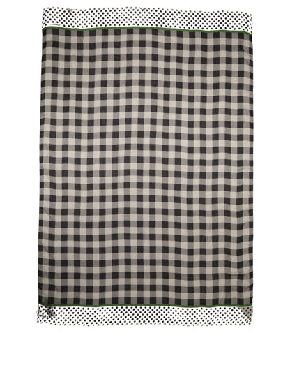 Dolce & Gabbana Black White Napoli Modal Check Shawl Scarf