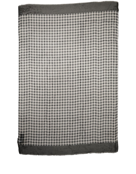 Dolce & Gabbana Black White Napoli Silk Gingham Shawl Scarf