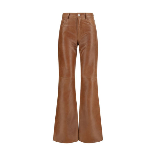 Haikure Brown Lambskin Flared Pants