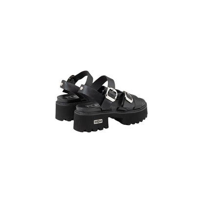 Cult Black Leather Platform Sandals