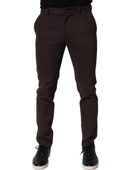 Dolce & Gabbana Brown Cotton Skinny Leg Dress Trouser Pants