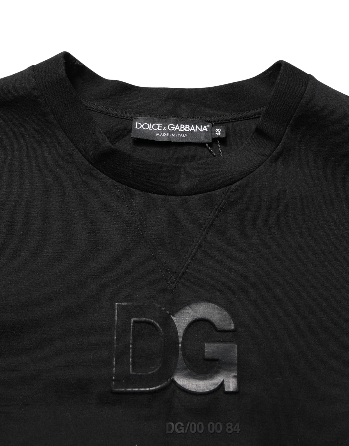 Dolce & Gabbana Black Cotton DG Crew Neck Sweatshirt Sweater