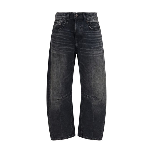 R13 Black Cotton Boyfriend Jeans