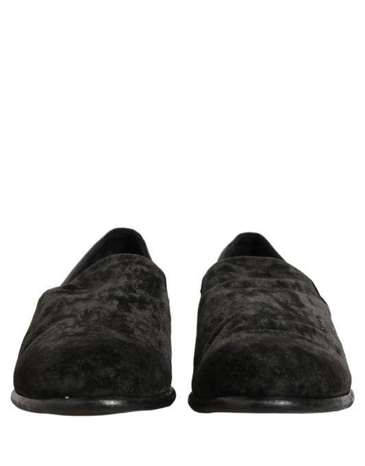 Dolce & Gabbana Black Suede Slip On Men Slippers Loafers Shoes