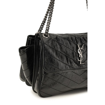 Saint Laurent Black Calf Leather Bos Taurus Shoulder Bag