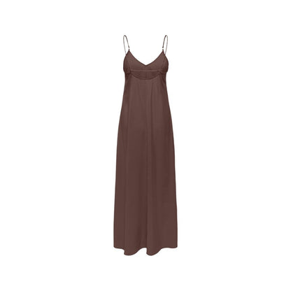 Only Brown Viscose Long Dress