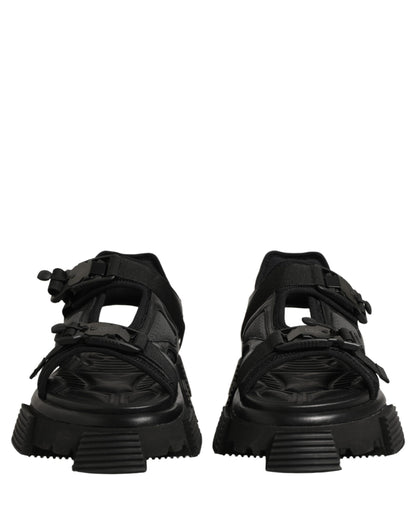 Dolce & Gabbana Black Logo Detailed Men Chunky Sandals Shoes