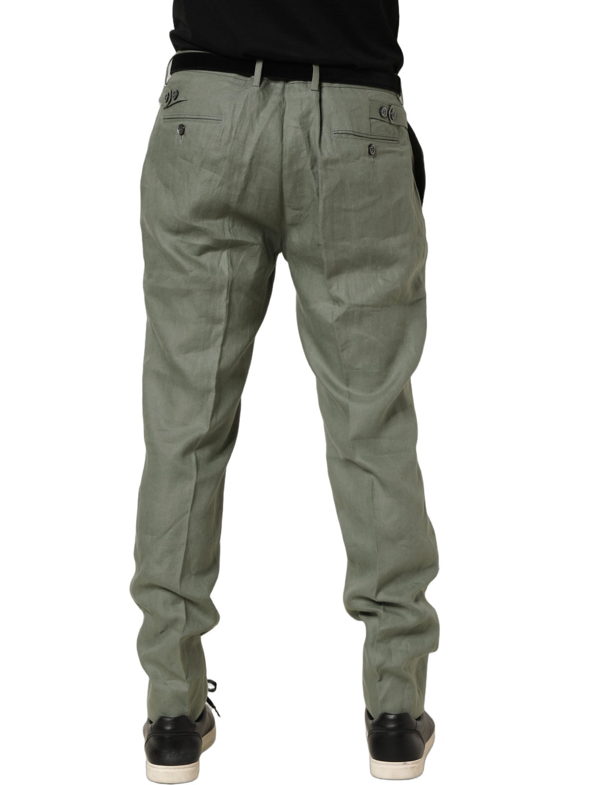 Dolce & Gabbana Gray Linen Tapered Men Dress Trouser Pants