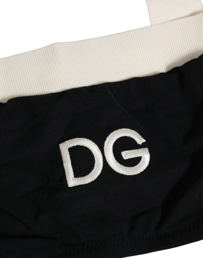 Dolce & Gabbana Black White Cotton Stretch Bikini Top Swimwear