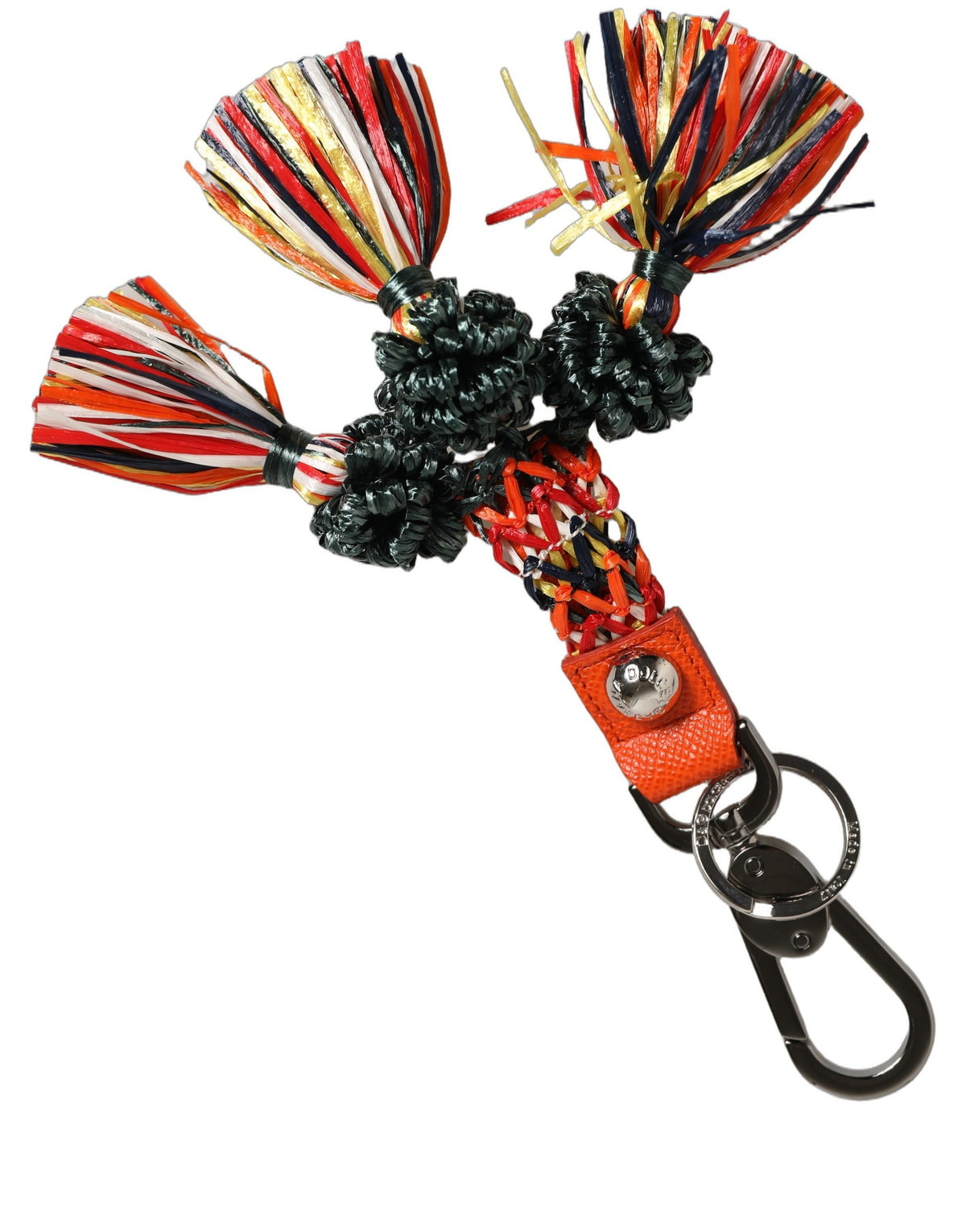 Dolce & Gabbana Multicolor Raffia Leather Clasp Finder Chain Keyring