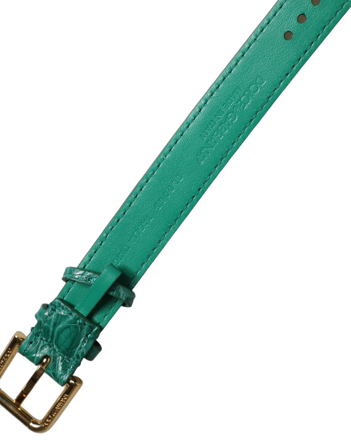 Dolce & Gabbana Green Embossed Leather Gold Buckle Belt Strap Bracelet
