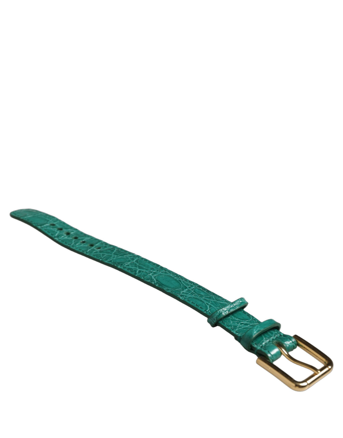 Dolce & Gabbana Green Embossed Leather Gold Buckle Belt Strap Bracelet
