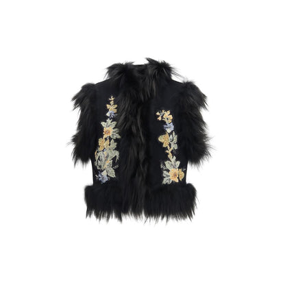 Fendi Black Wool Oves Aries Sleeveless Jacket