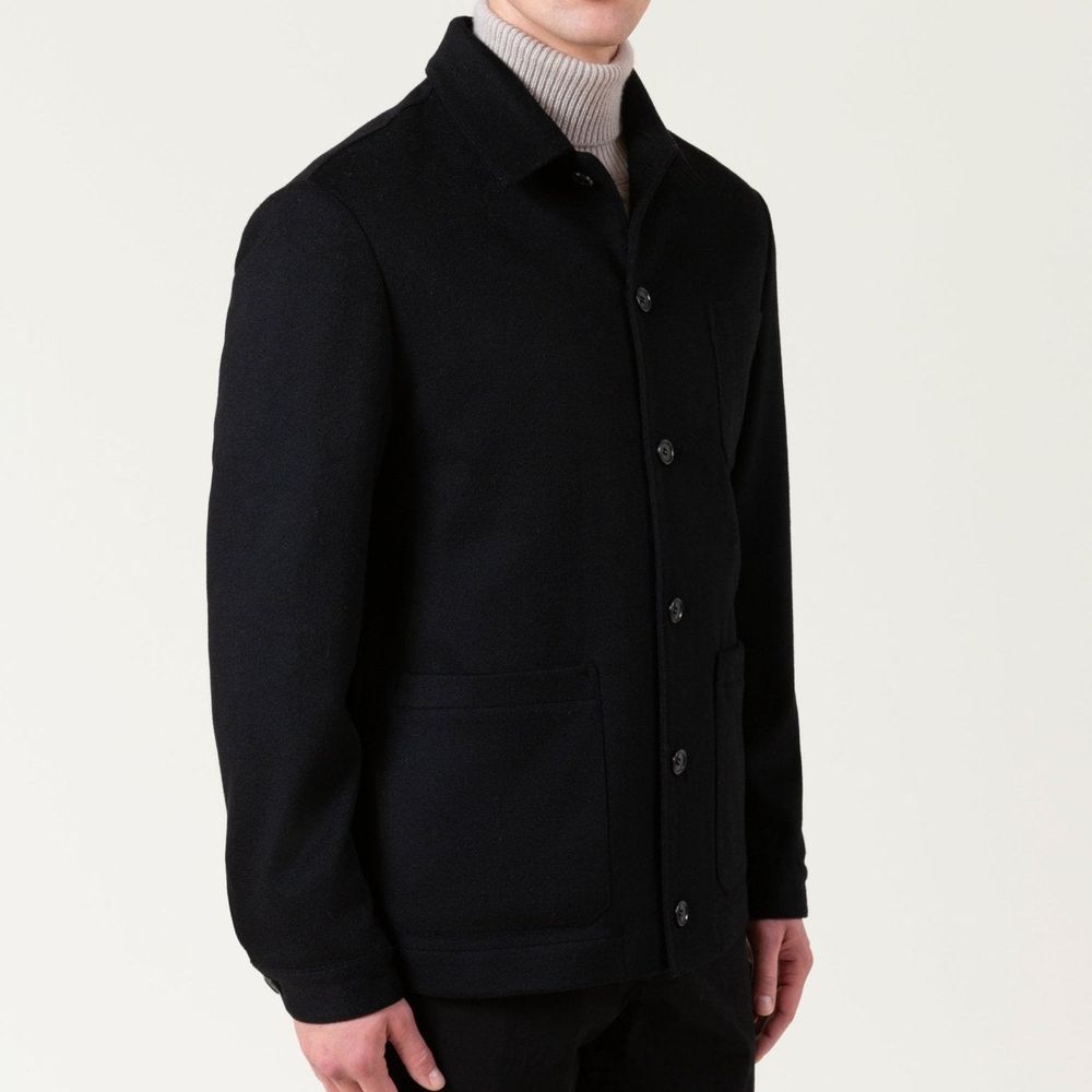 Autore Black Wool Full-Length Jacket