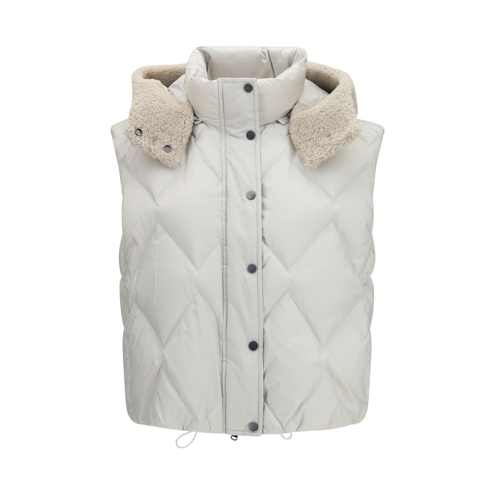 Brunello Cucinelli Gray Polyester Sleeveless Jacket