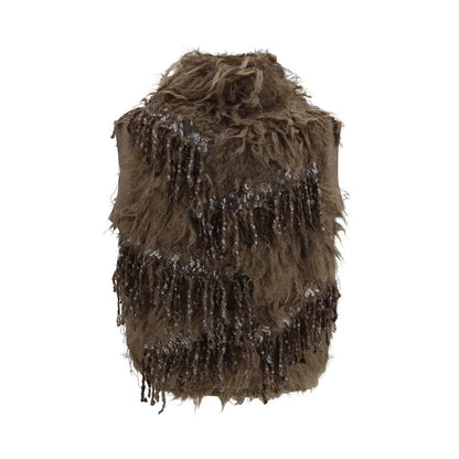Brunello Cucinelli Beige Mohair Sleeveles Sweater