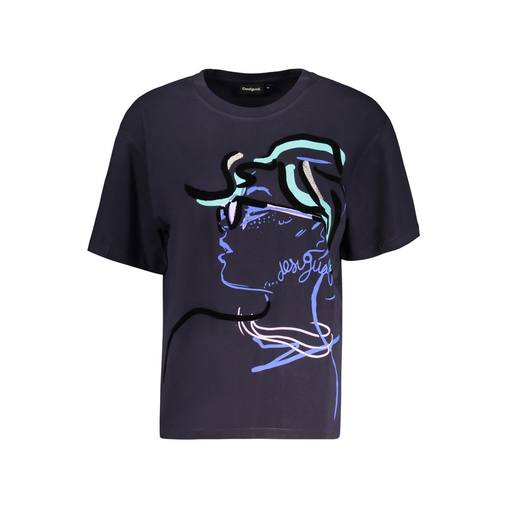 Desigual Damen-T-Shirt aus blauer Baumwolle