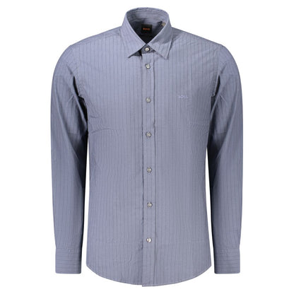 Hugo Boss Blue Cotton Mens Shirt