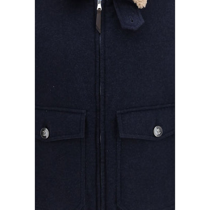Brunello Cucinelli Blue Cashmere Full-Length Jacket