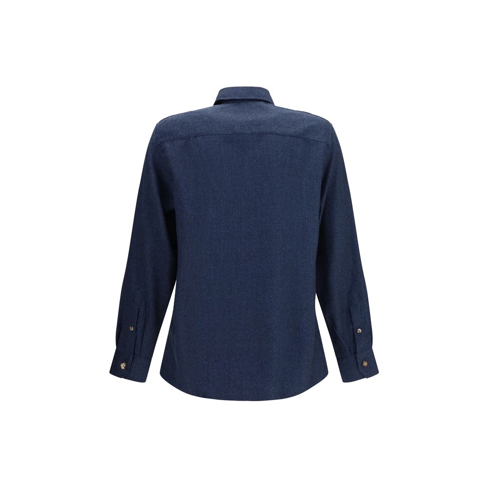 Brunello Cucinelli Blue Wool Oves Aries Shirt