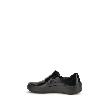 Prada Black Calf Leather Bos Taurus Slip-On Loafers