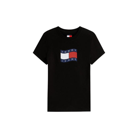 Tommy Hilfiger Jeans schwarzes T-Shirt aus recycelter Baumwolle