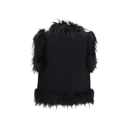 Fendi Black Wool Oves Aries Sleeveless Jacket