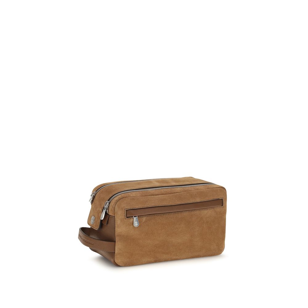Brunello Cucinelli Accessoires aus beigefarbenem Veloursleder