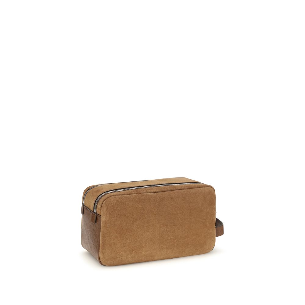 Brunello Cucinelli Accessoires aus beigefarbenem Veloursleder