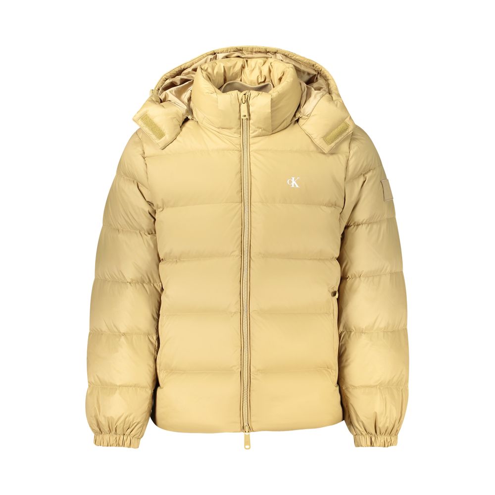 Calvin Klein beige Nylon-Jacke in voller Länge