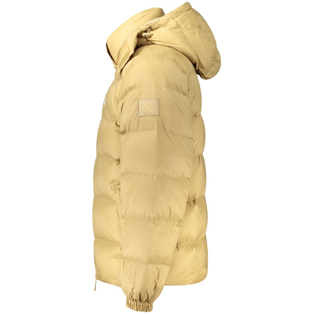 Calvin Klein beige Nylon-Jacke in voller Länge