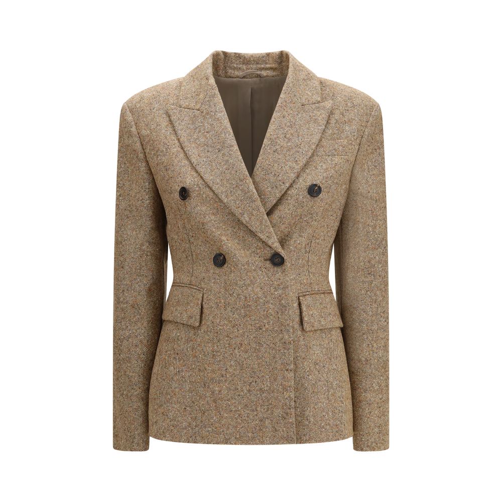 Brunello Cucinelli langer Mantel aus beiger Wolle im Oversize-Schnitt