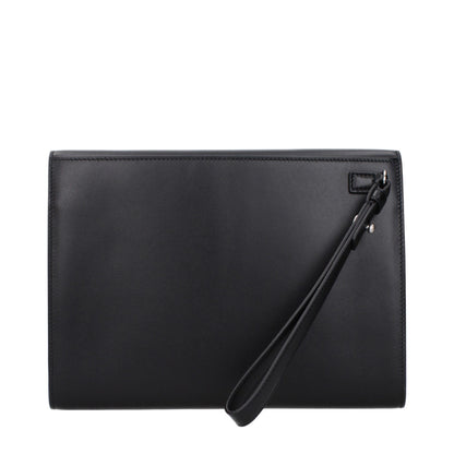 Ferragamo Black Leather Clutch Bag