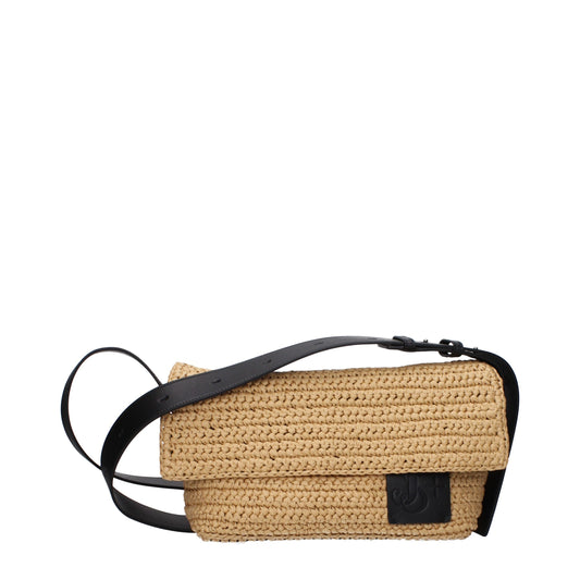 Jil Sander Beige Raffia Umhängetasche