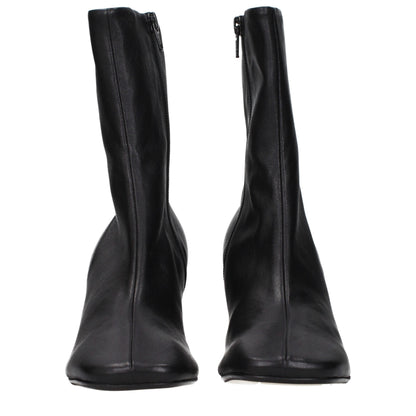 Dries Van Noten Black Leather Ankle Boots