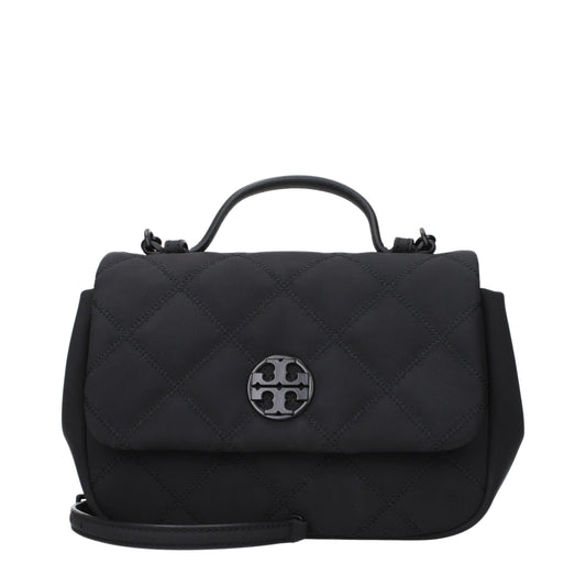 Tory Burch Schwarze Stoffhandtasche